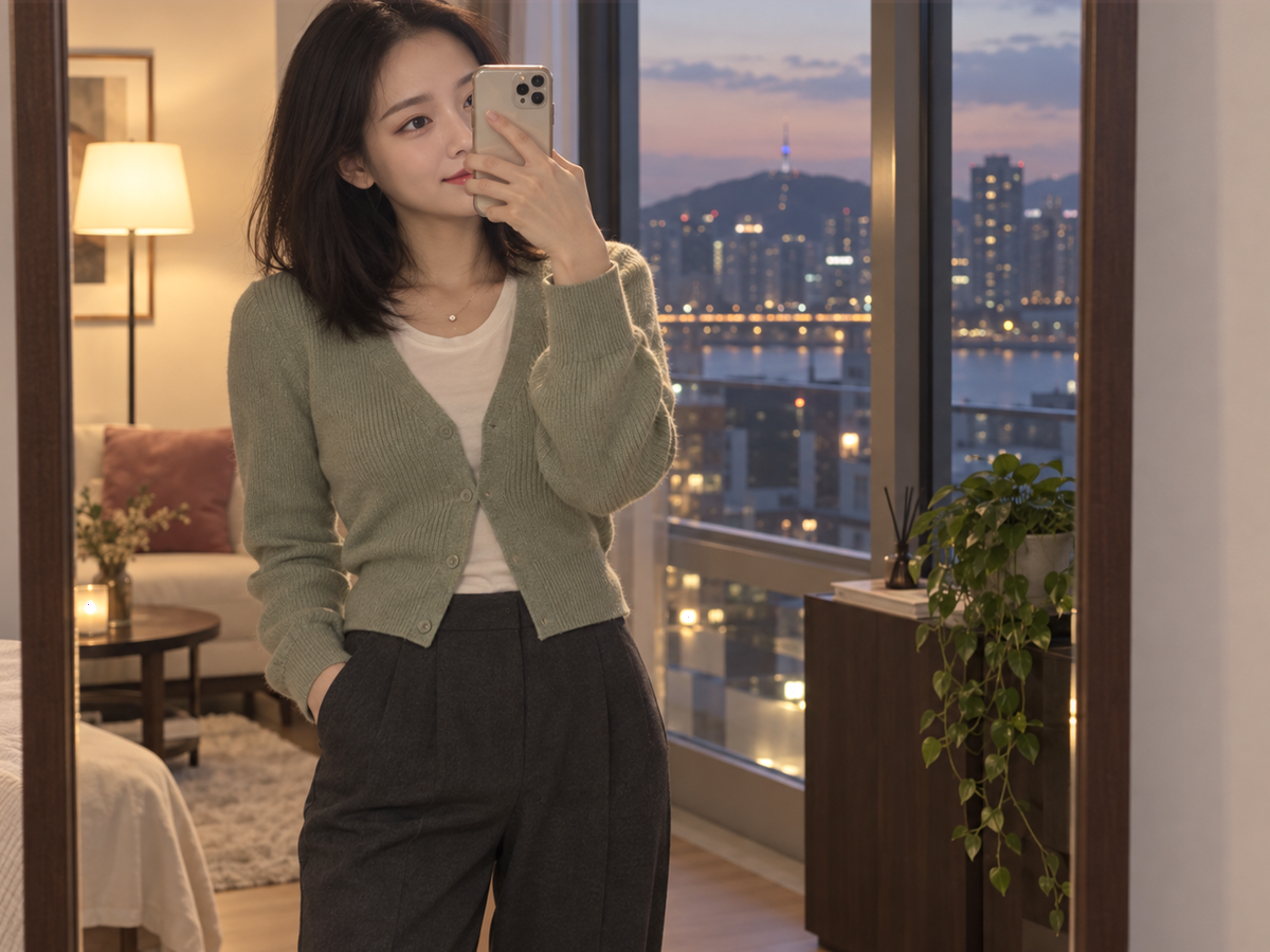서울특별시 양천구 이동과 방문 일정을 안내하는 젊은 성인 한국 여성 관리사
